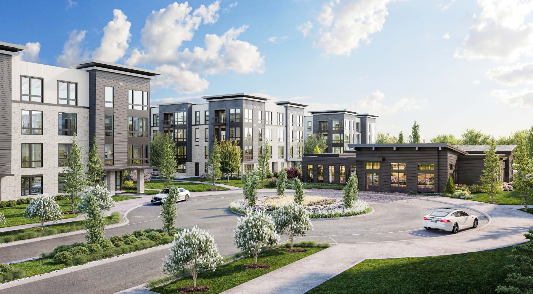 Livana East Hanover Gallery showing rendering of driveway and main entrance view